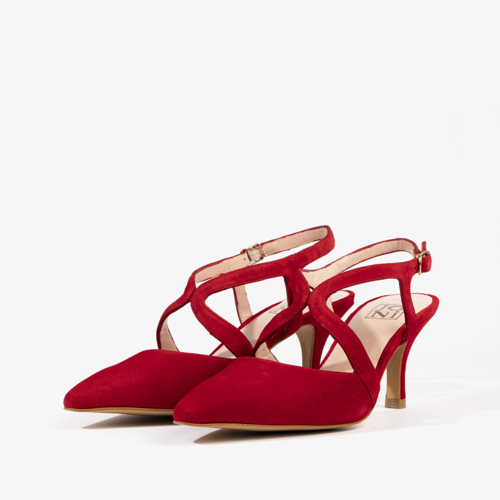 salon joni shoes confeccionado en ante de color rojo